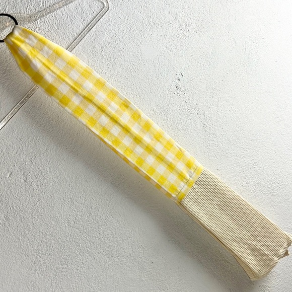 DEMDACO |🍎🍋Farmer’s Market is My Happy Place Yellow Plaid Long Kitchen Towel - Picture 6 of 8
